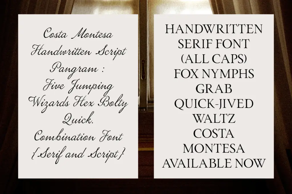 ED Costa Montesa specimen — Character set and features