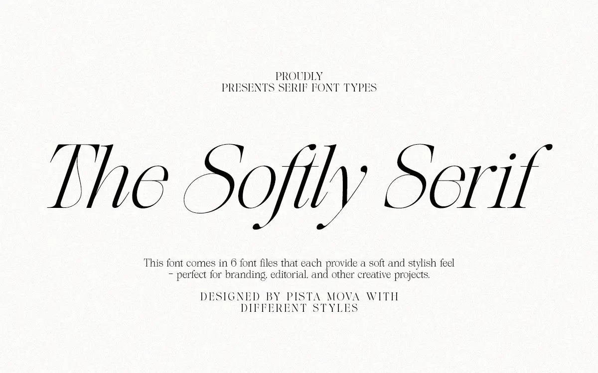 The Softly Serif: a high-contrast italic serif for editorial and fashion branding