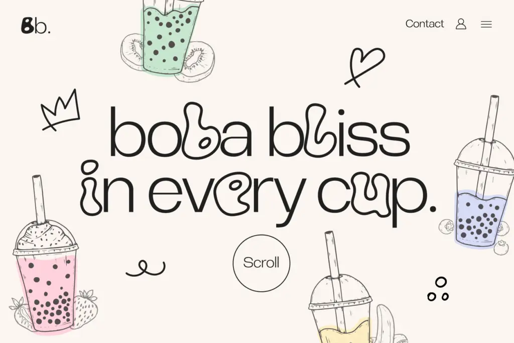 Mocha Bubble+Sans Font Duo specimen — Design style