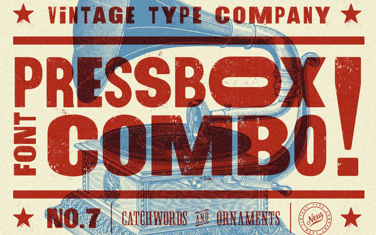 PressBox Font Combo: a letterpress-style sans and slab duo for vintage posters