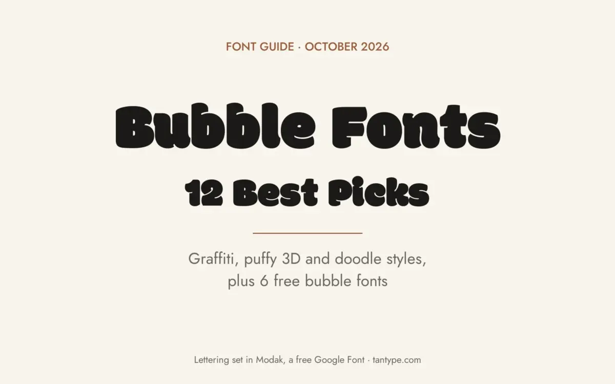 Best bubble font picks: 12 Creative Market bubble letter fonts plus 6 free options, title lettering set in Modak