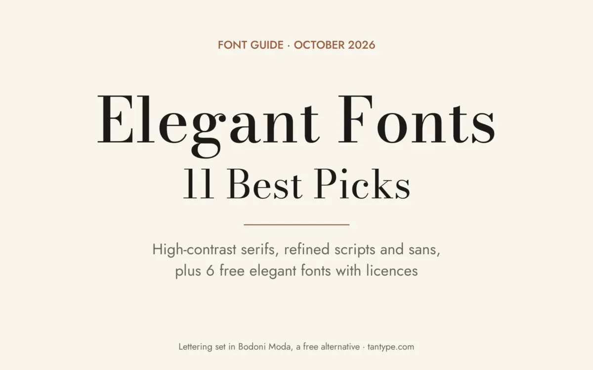 Elegant fonts: 11 Creative Market picks and free elegant fonts, title lettering set in Bodoni Moda