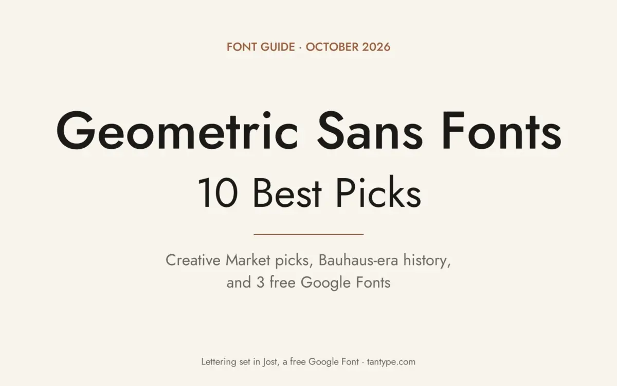 Best geometric sans serif fonts: 10 Creative Market picks and 3 free Google Fonts, title lettering set in Jost