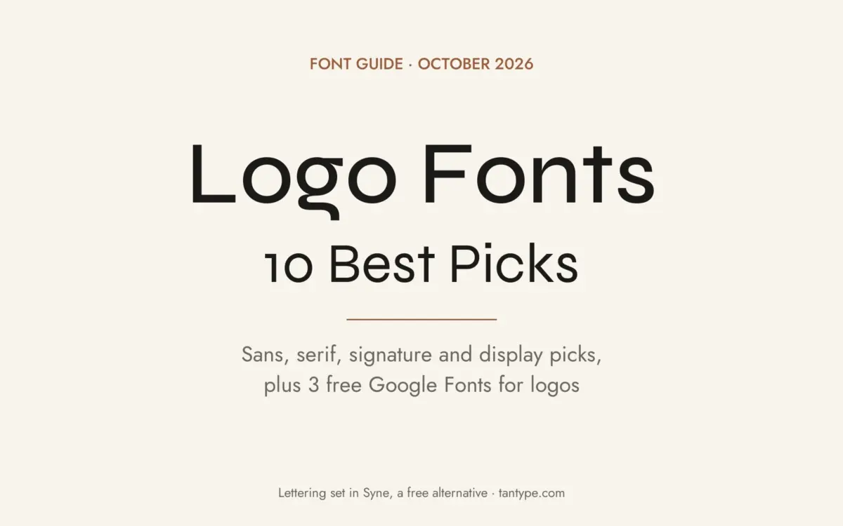 Good fonts for logos: 10 Creative Market picks by logo type and 3 free Google Fonts, title lettering set in Syne