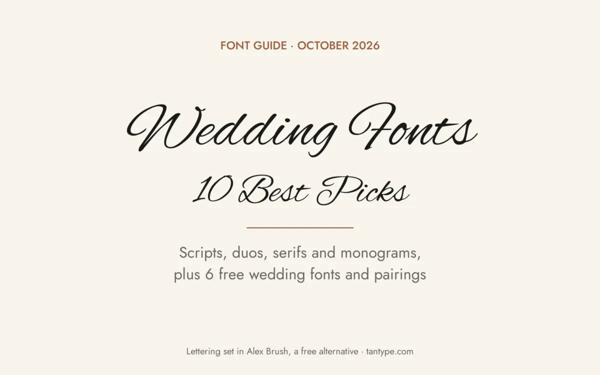 Wedding fonts: 10 Creative Market picks and free wedding fonts, title lettering set in Alex Brush