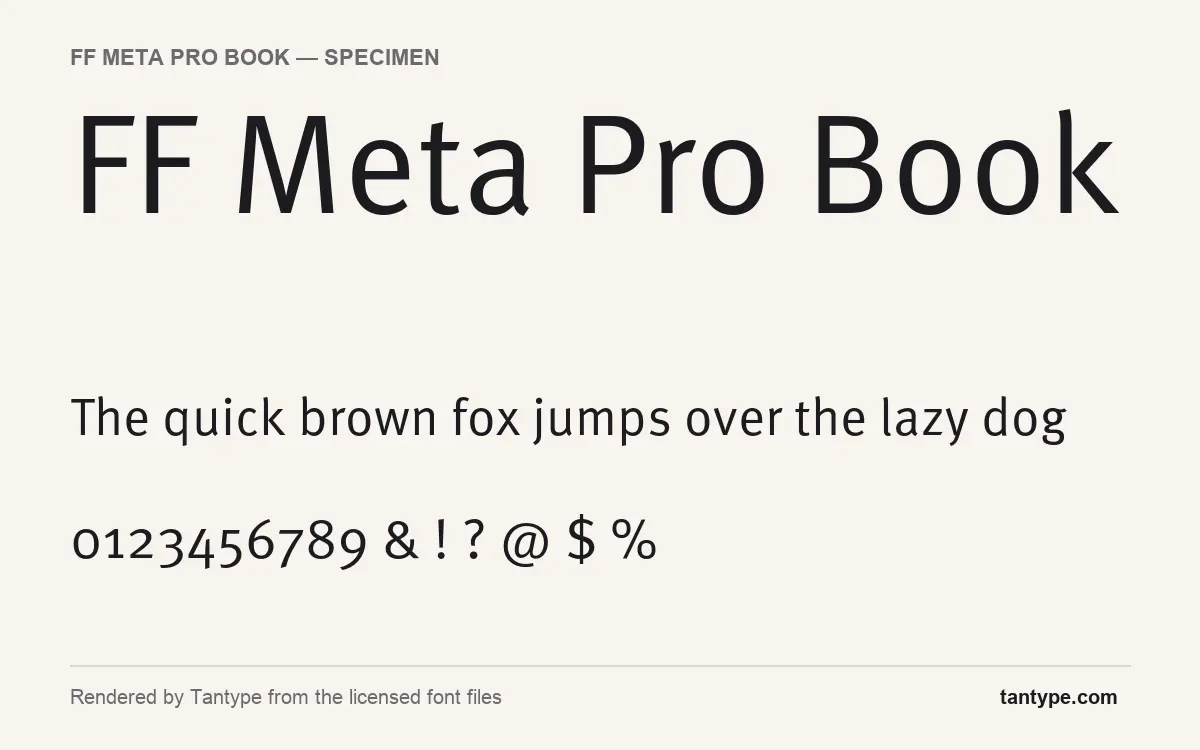 FF Meta Pro Book specimen