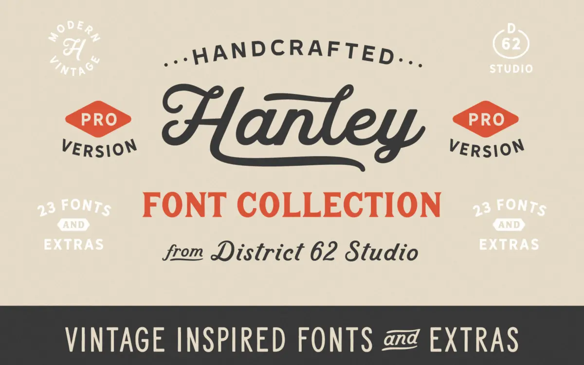 Hanley Pro: a sprawling script-and-sans bundle built for branding kits