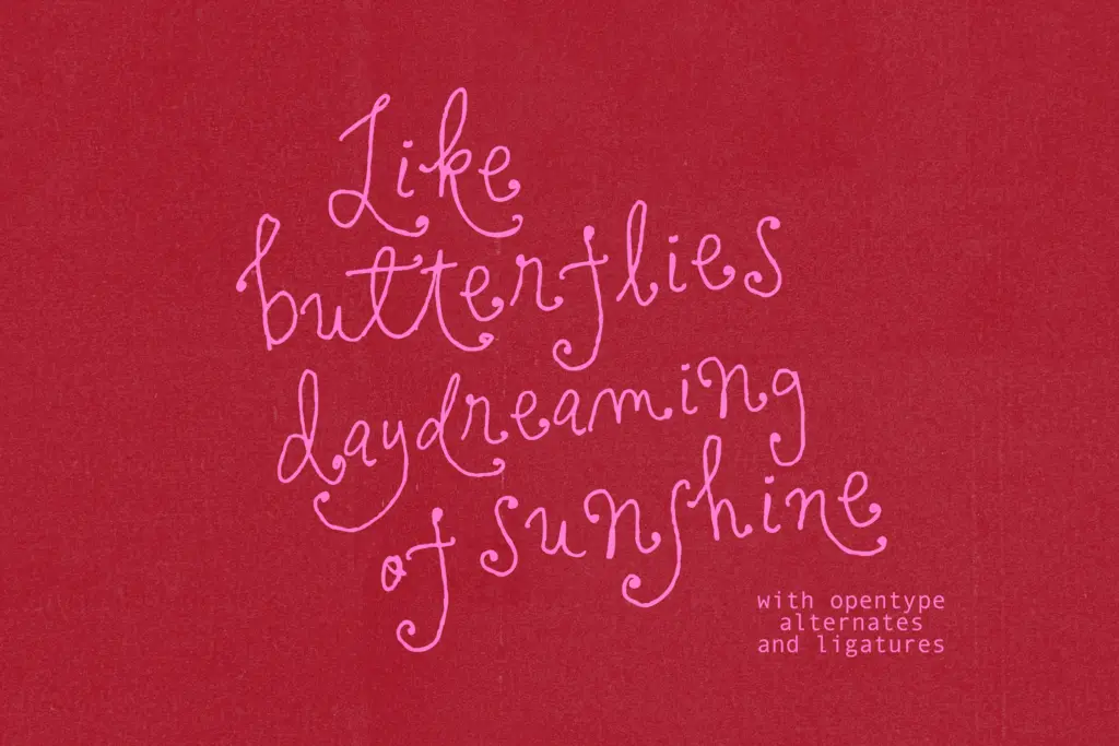 Sugar Pie Honey Curly Font specimen — Design style