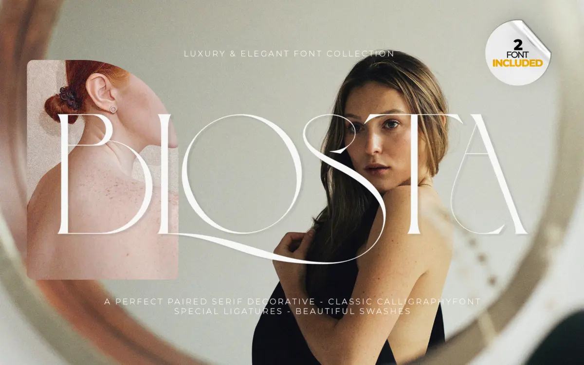 Blosta Font Duo: a serif and script pairing for wedding and label work