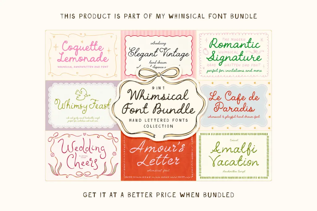Handwritten Romantic Script Font Duo specimen — Design style