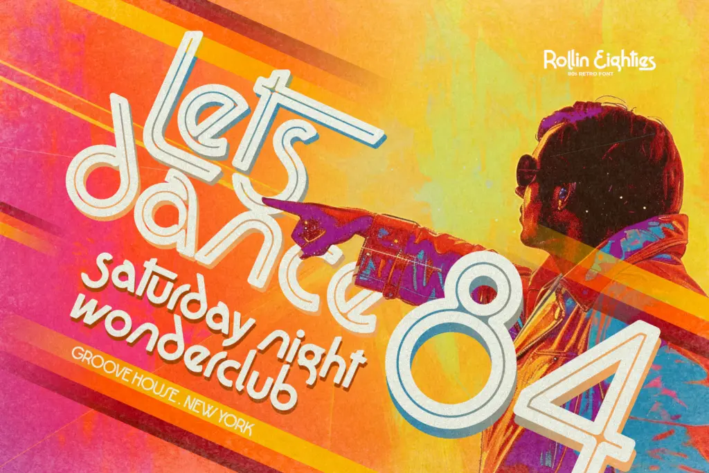 Rollin Eighties specimen — Character set and features