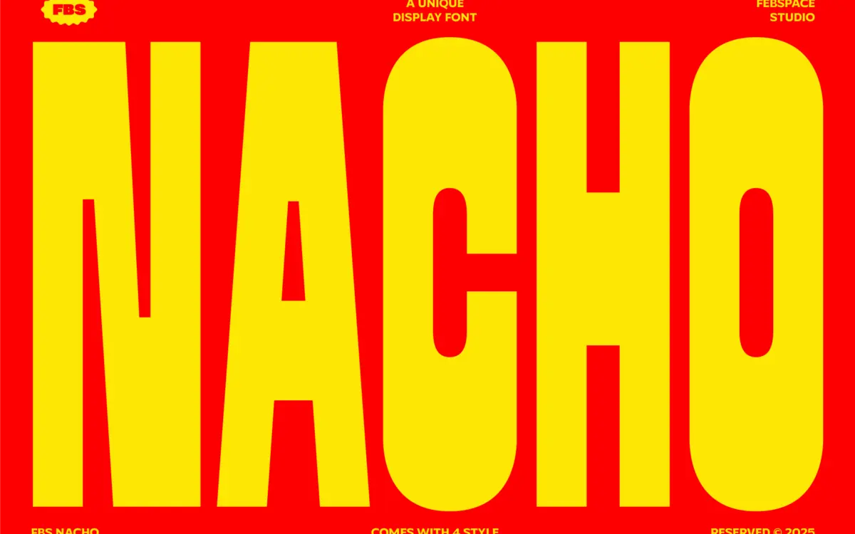 FBS Nacho: a chunky display sans built for headlines and merch