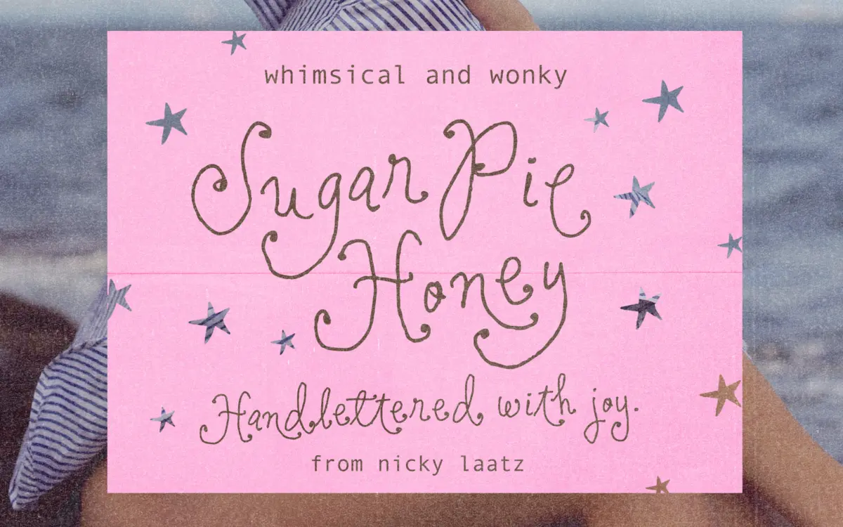 Sugar Pie Honey Curly Font: a wonky handwritten script for playful branding