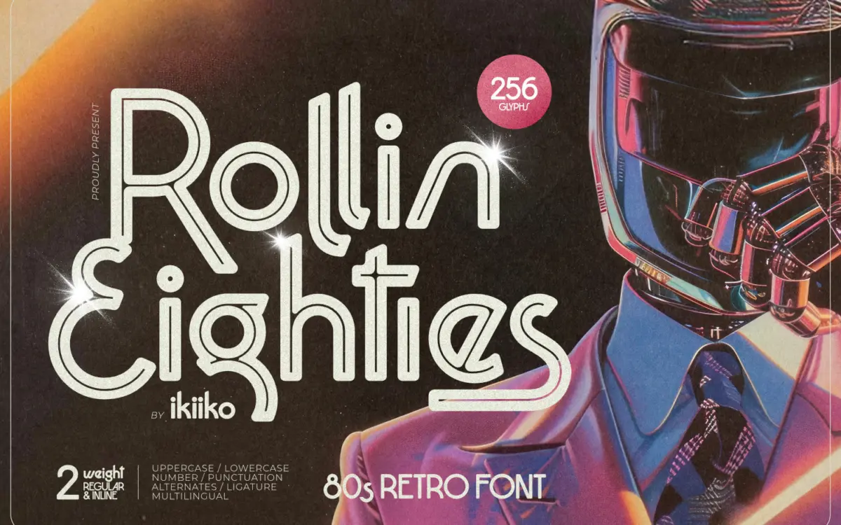 Rollin Eighties: a retrowave display sans for movie posters and club flyers
