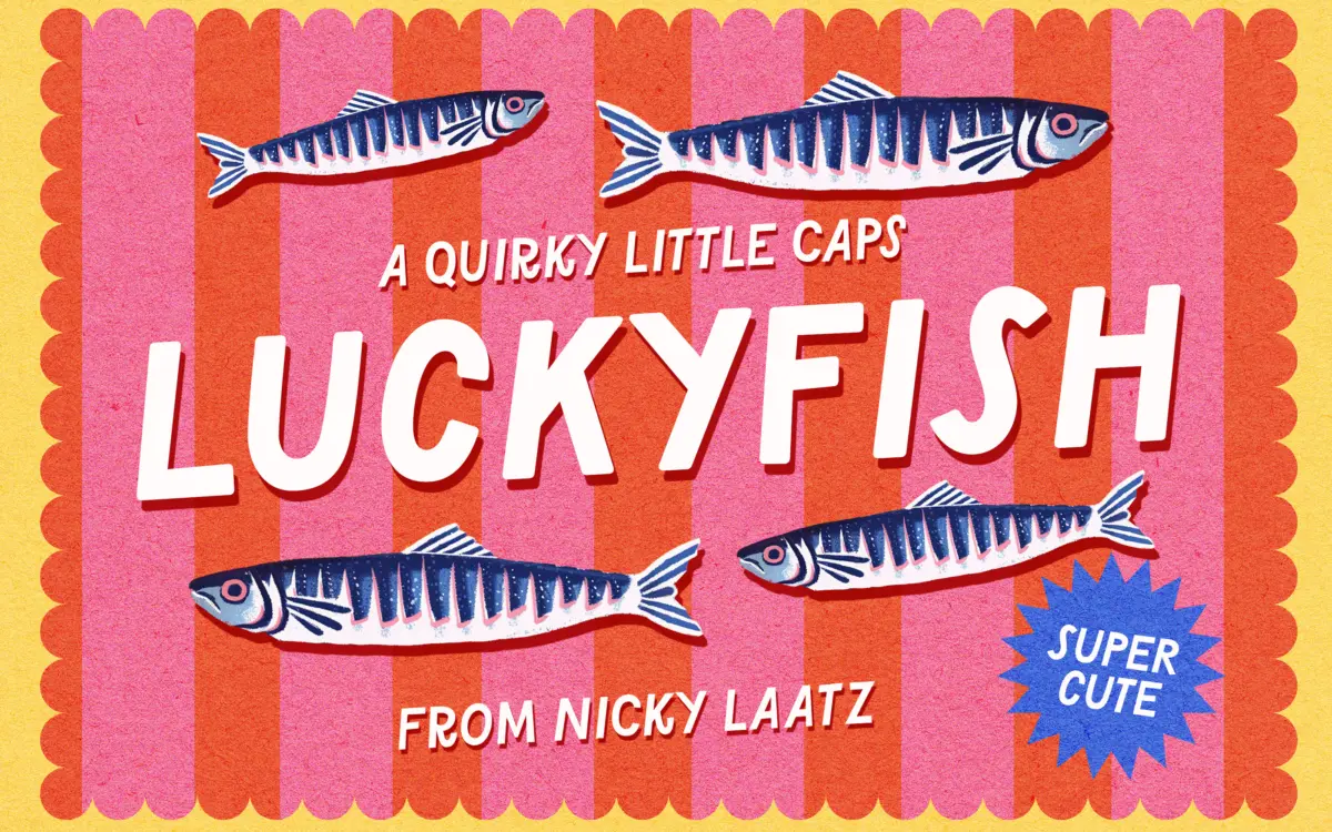Lucky Fish Fonts: a loud all-caps sans for playful branding and packaging