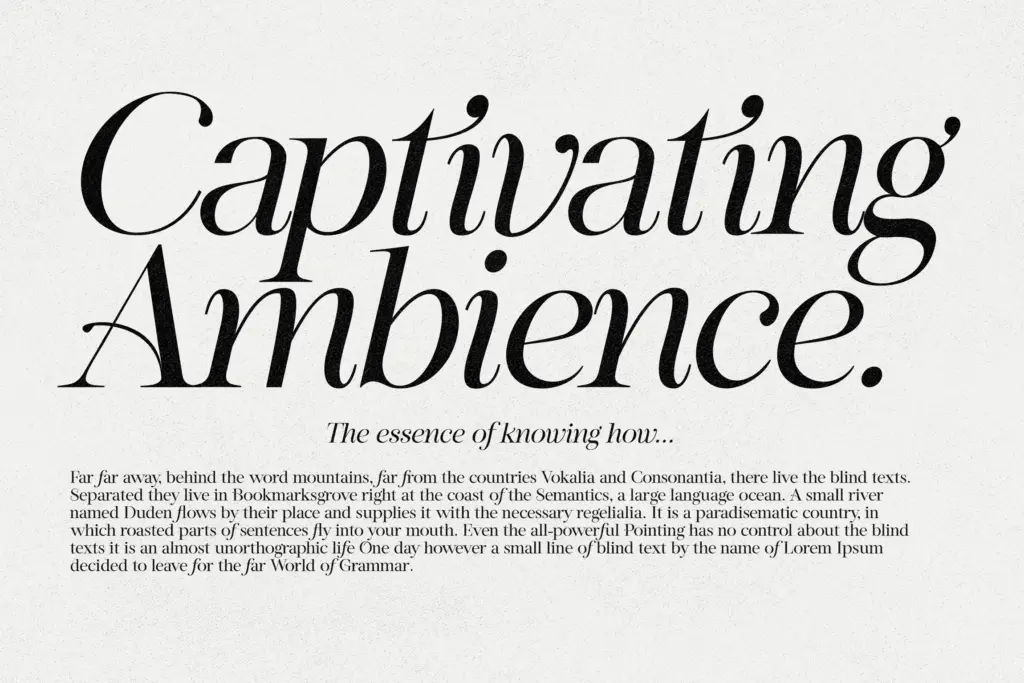Isabella Grand Typeface specimen — Design style