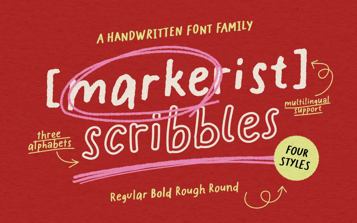 Markerist: a four-style marker font for casual branding and cards