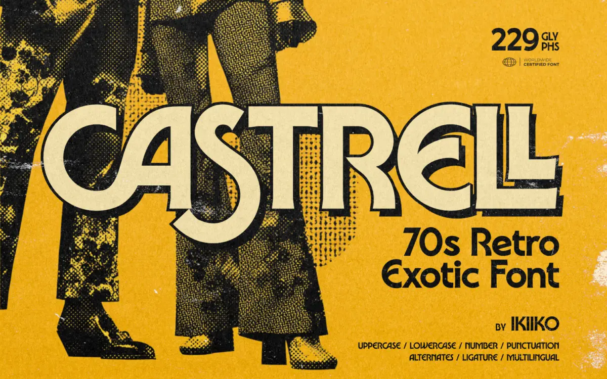 Castrell: a funk-inflected display sans for 70s-style titling