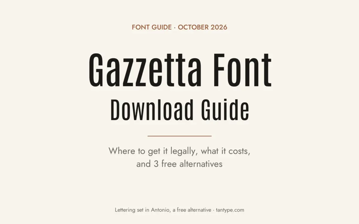 Gazzetta font free download guide: official TipoType trial, licence prices, Slanted styles and 3 free alternatives