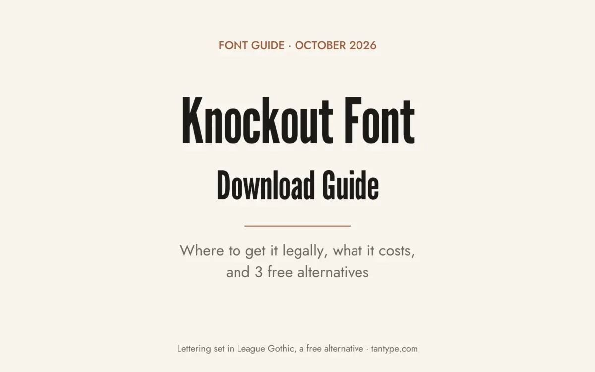 Knockout font free download guide: commercial Hoefler&Co. font, legal licensing, prices and 3 free alternatives