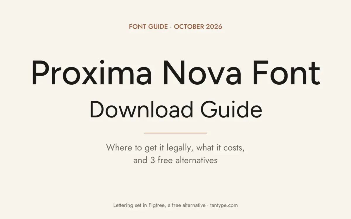 Proxima Nova font free download guide: commercial Mark Simonson font, legal licensing, prices and 3 free alternatives