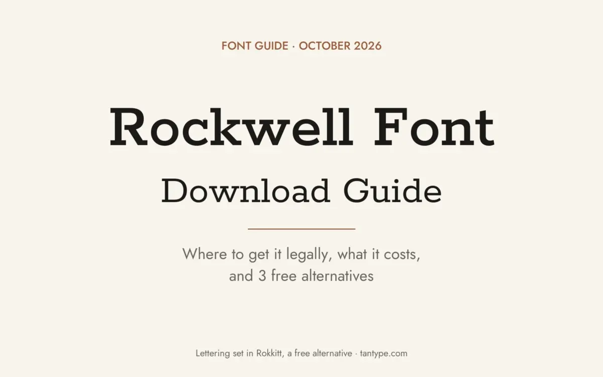 Rockwell font free download guide: commercial Monotype slab serif, where you already have it, MyFonts prices and 3 free alternatives