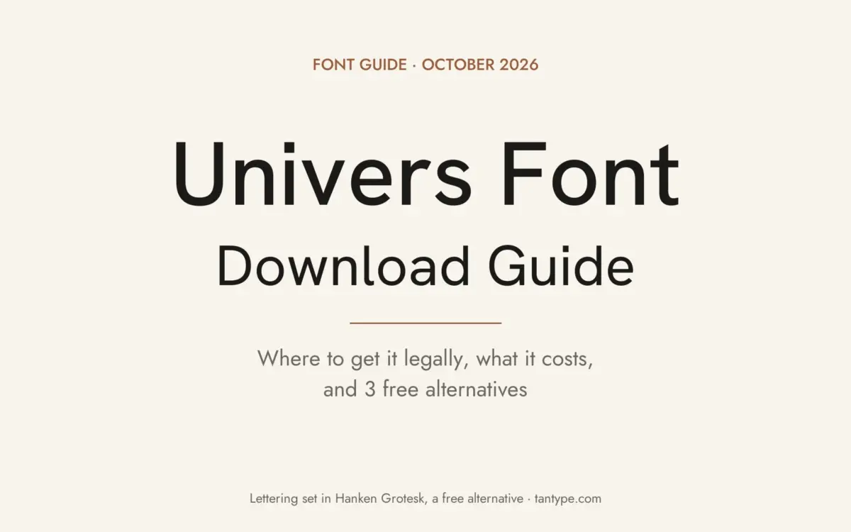 Univers font free download guide: commercial Linotype typeface, MyFonts prices, the numbering system and 3 free alternatives